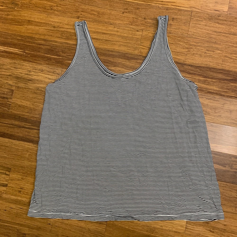 Lane Bryant Tank Top Black White Striped Sleeveless Casual Women Plus Size 18/20